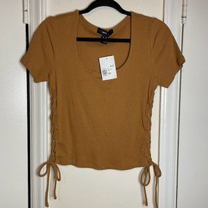 Lace-Up Ribbed Crop Top OX